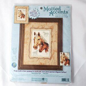 Dimensions Equestrian Duo Horses Counted Cross Stitch Kit 8" x 10" With Mat 2001